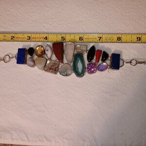 Mexico 950 Gemstone Mosaic Toggle Bracelet